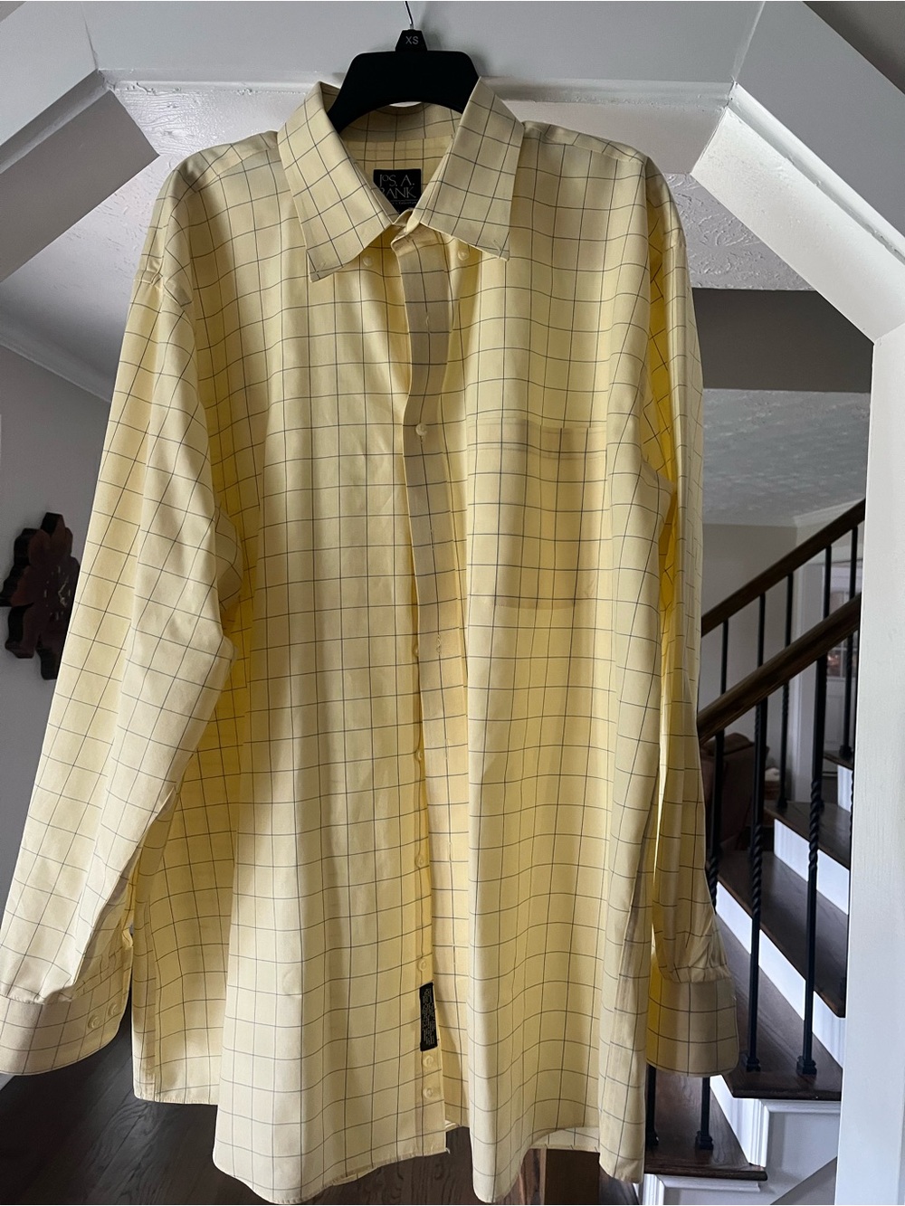 Jos. A. Bank Men’s Light Yellow Windowpane Dress Shirt